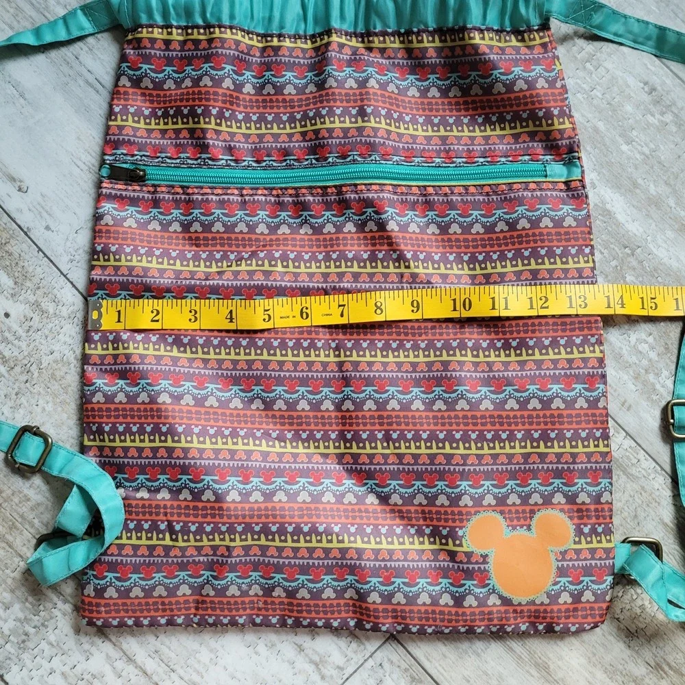 Disney Parks Animal Kingdom Safari‎ Print w/ Mickey Drawstring Backpack Boho Bag